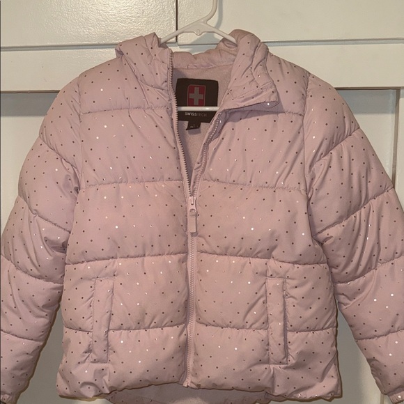Swiss Tech Light Pink Hooded Puffer Jacket. Size L 10/12 - Picture 5 of 5